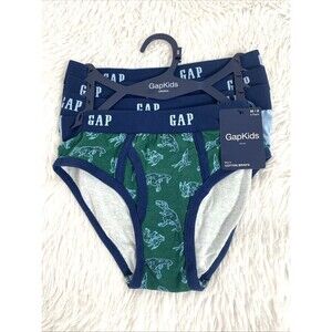 GAP Kids Boy Briefs Underwear Size M/8 Cotton 4 Pack Dinosaurs Print Blue Green
